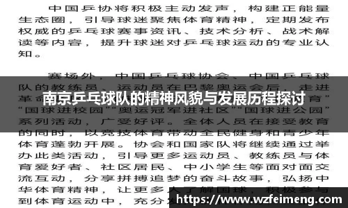 南京乒乓球队的精神风貌与发展历程探讨
