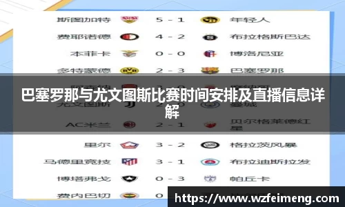 巴塞罗那与尤文图斯比赛时间安排及直播信息详解